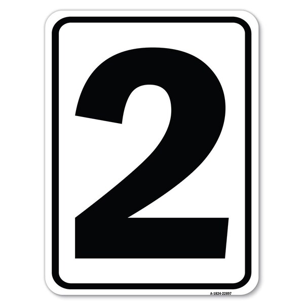Sign with Number 2 Heavy-Gauge Aluminum Rust Proof Parking Sign